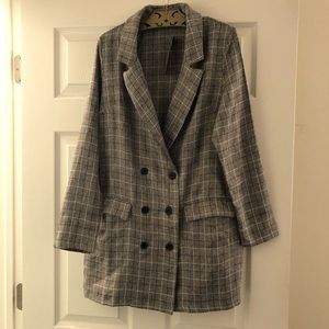 Nasty gal blazer dress grey plaid NWT size 6